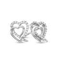 Double coeur Cubic Zirconia Silver Stud Earrings Silver Jewelry Wholesale